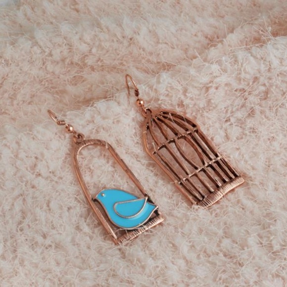 Jewelry - NEW cute bird and cage earrings